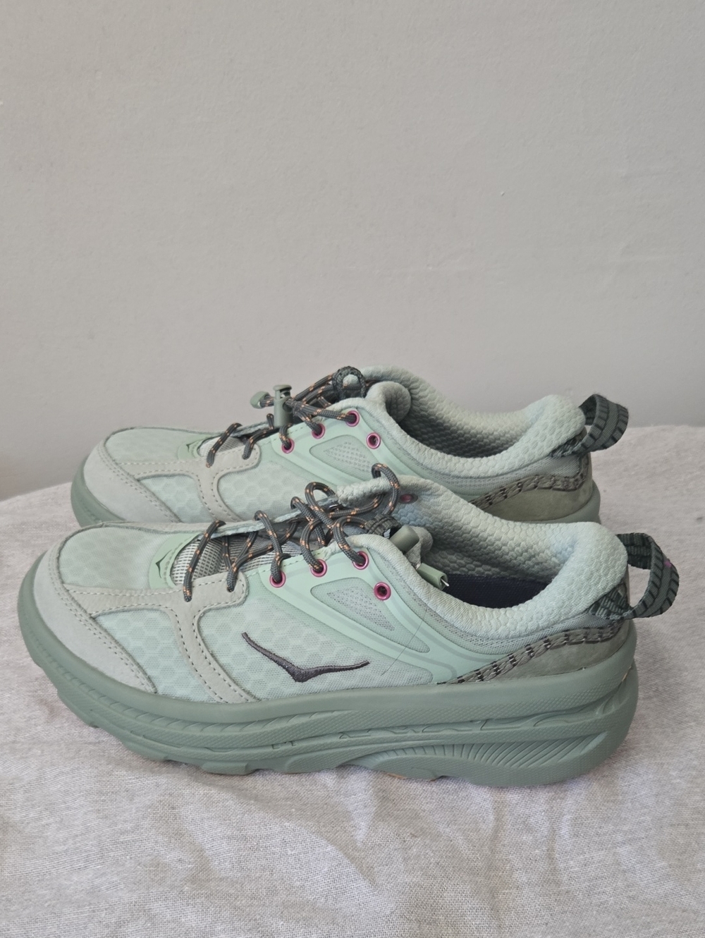Hoka Shoes Mint Green Platform Sneakers Size 6.5